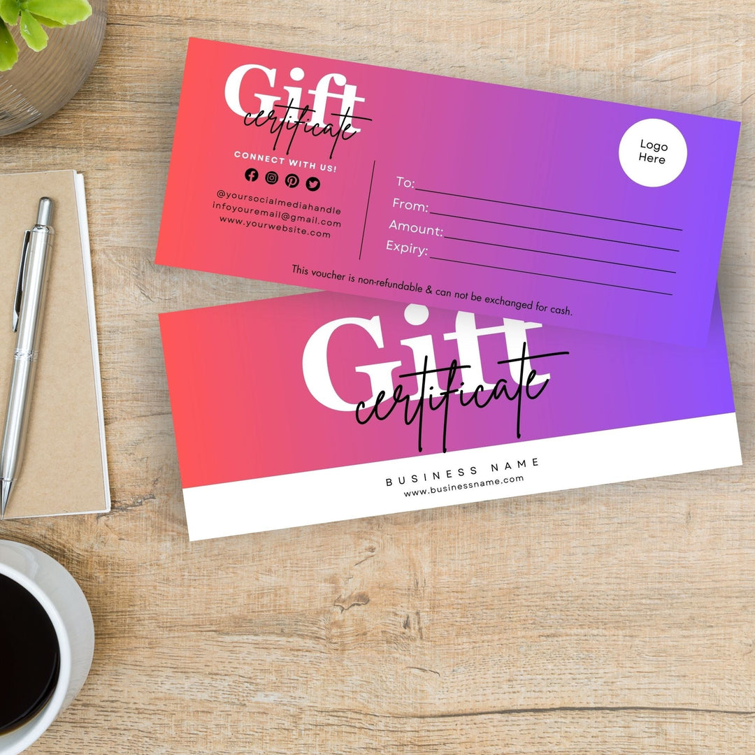 Customizable Gift Certificate for business owners - KY designX