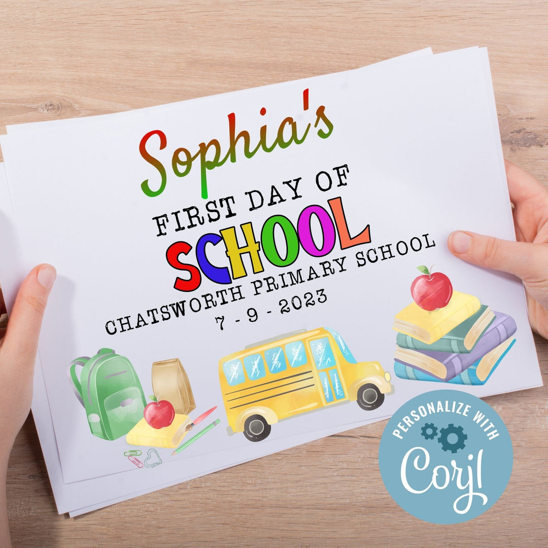 Editable first day of school printable poster - KY designX