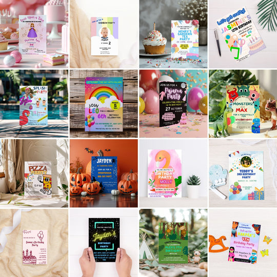 Editable Kids Birthday Party Invitations - KY designX