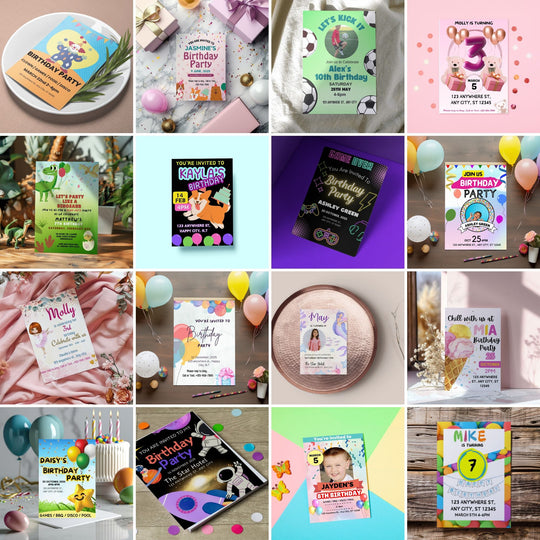 Editable Kids Birthday Party Invitations - KY designX