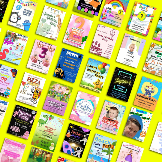 Editable Kids Birthday Party Invitations - KY designX