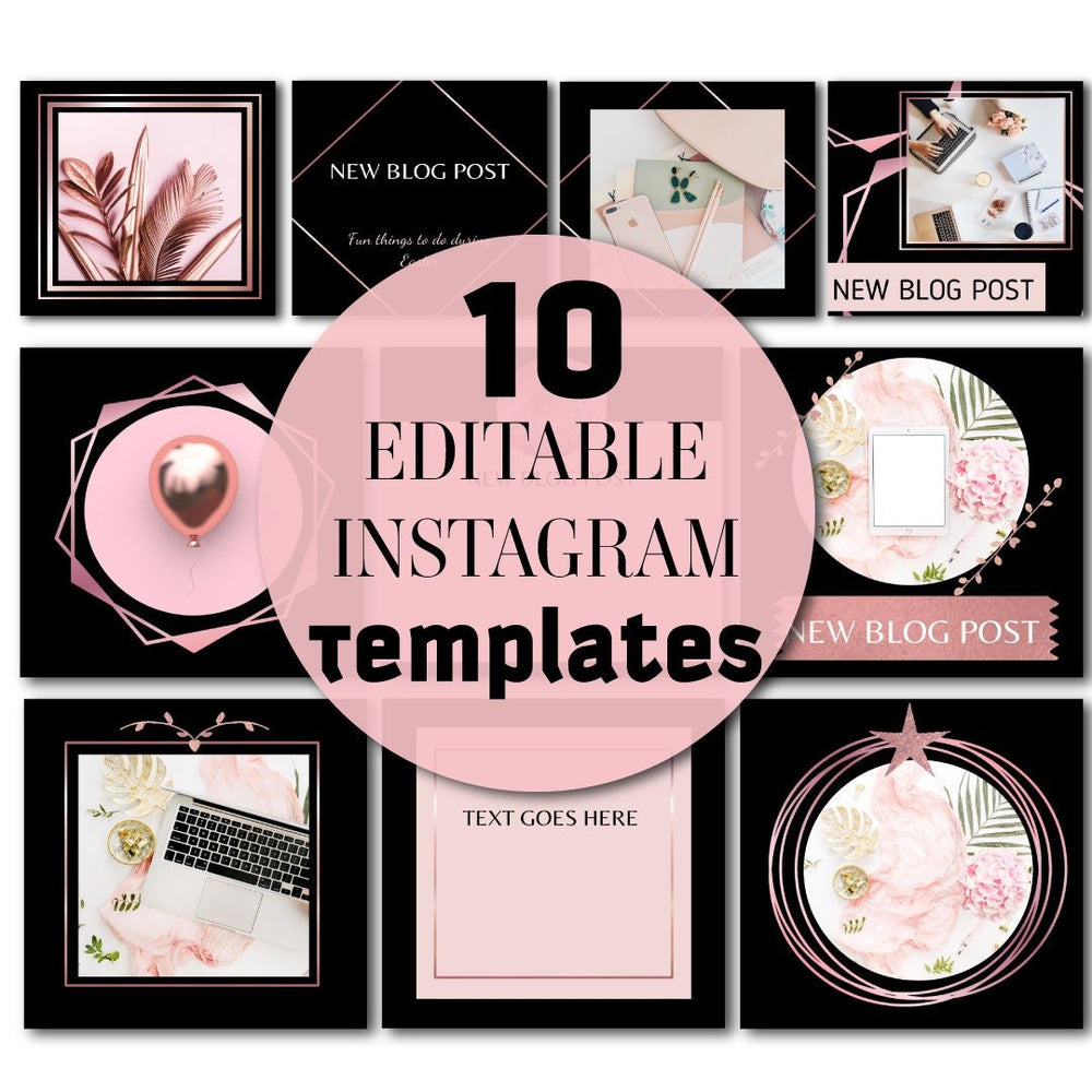Free Canva black and rose gold Instagram Templates - KY designX