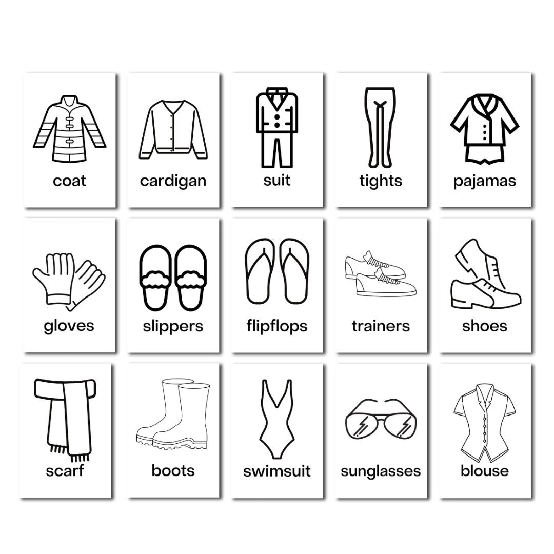 Free Printable clothing flashcards for children - KY designX