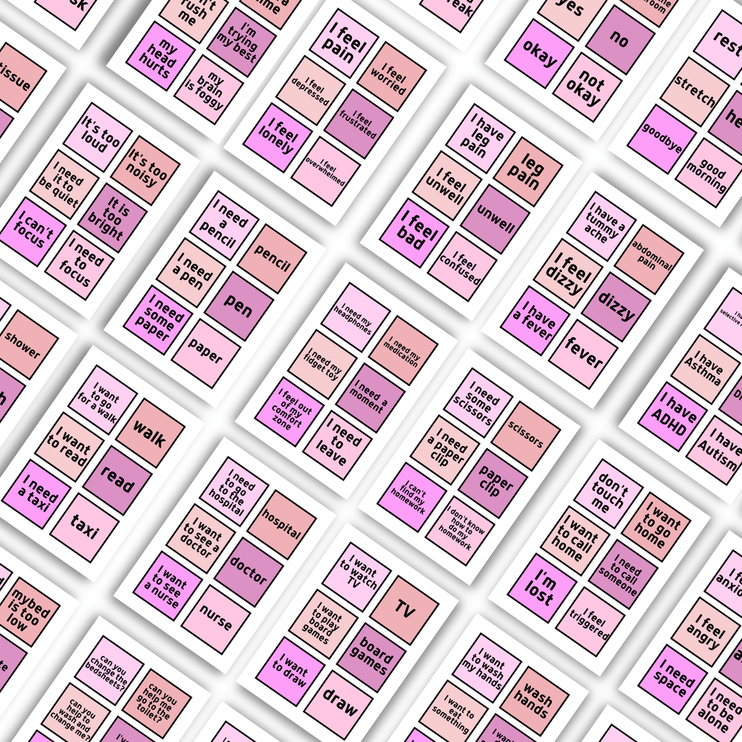 Pink printable Communication Cards - KY designX