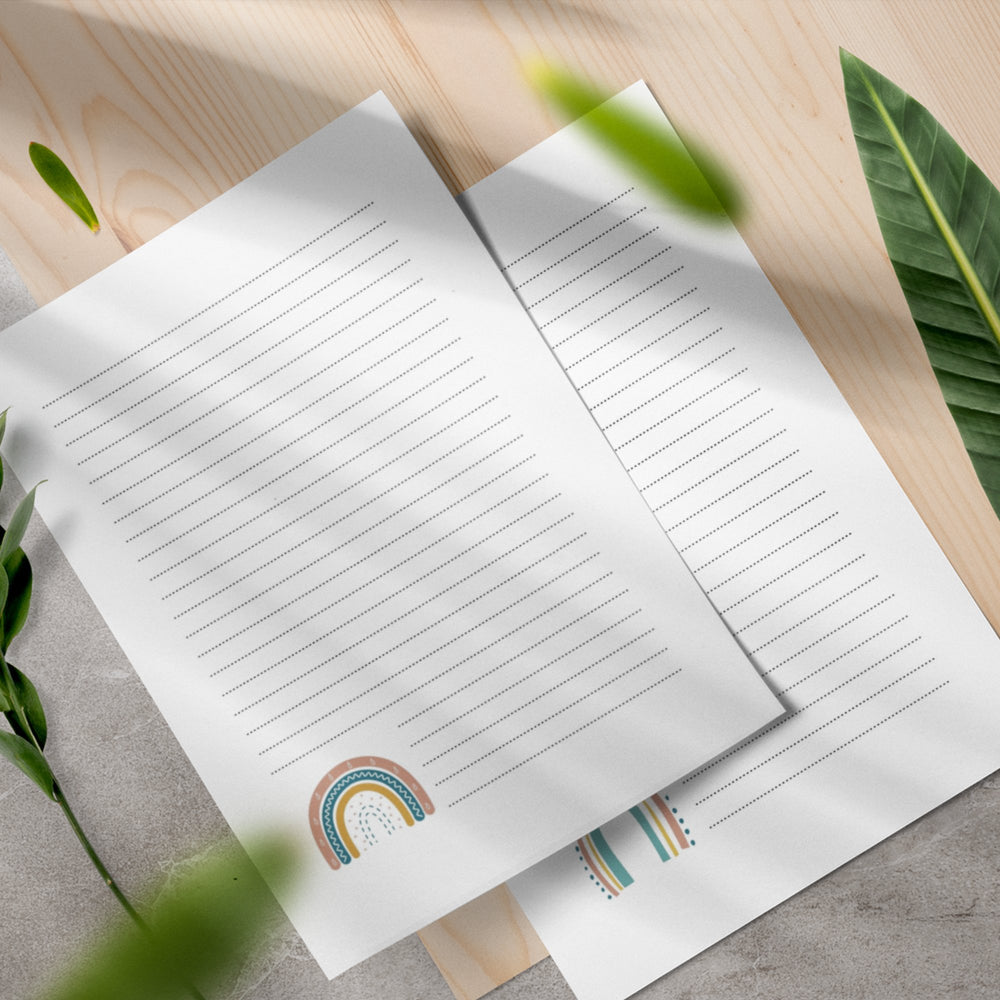 Printable Boho Rainbow lined paper - KY designX