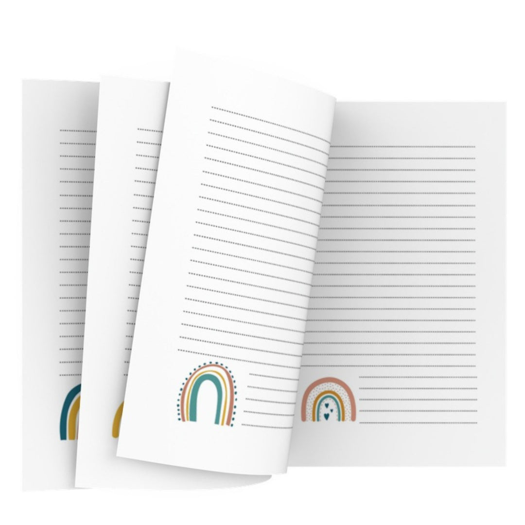 Printable Boho Rainbow lined paper - KY designX