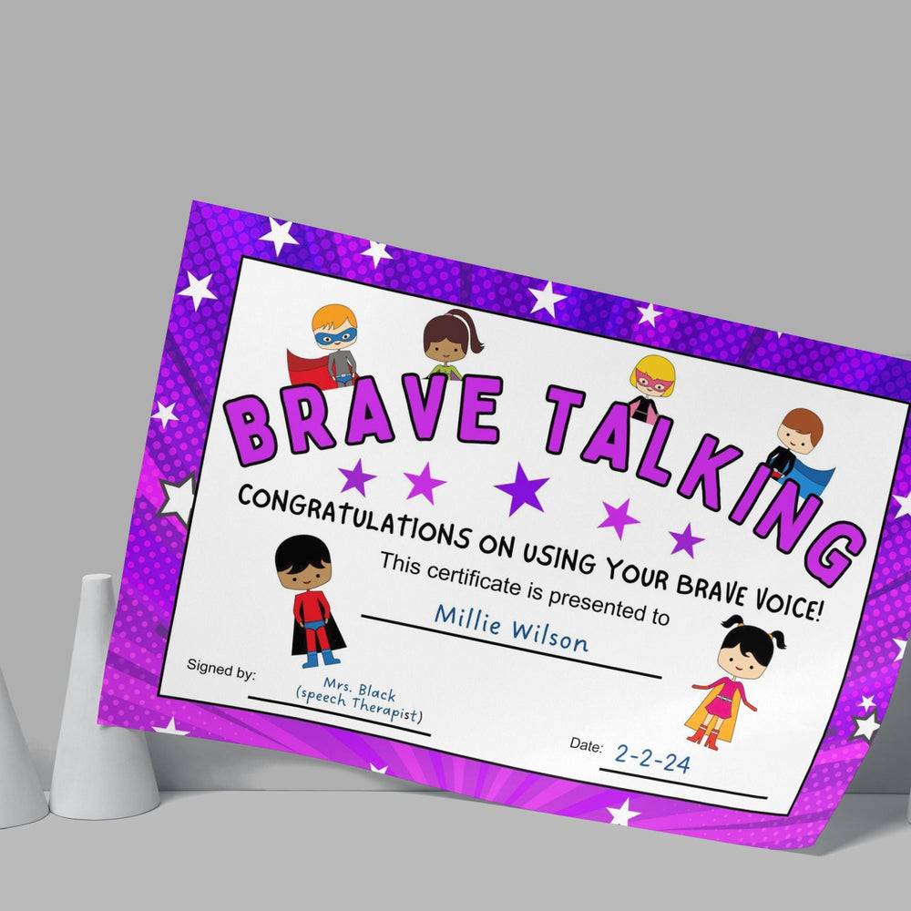 Printable Brave Talking Certificate - KY designX