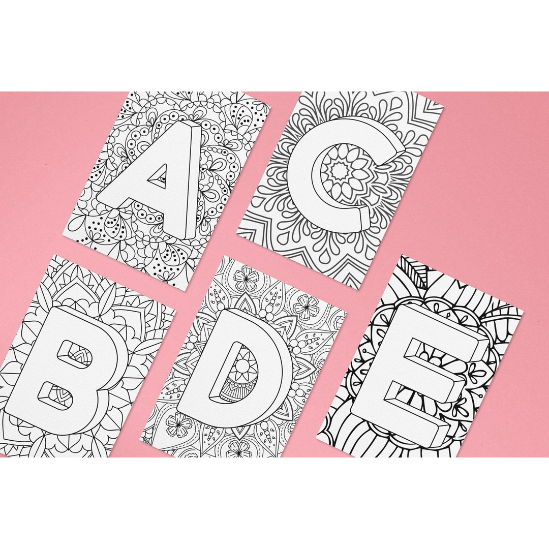 Printable Mandala Alphabet Coloring - KY designX