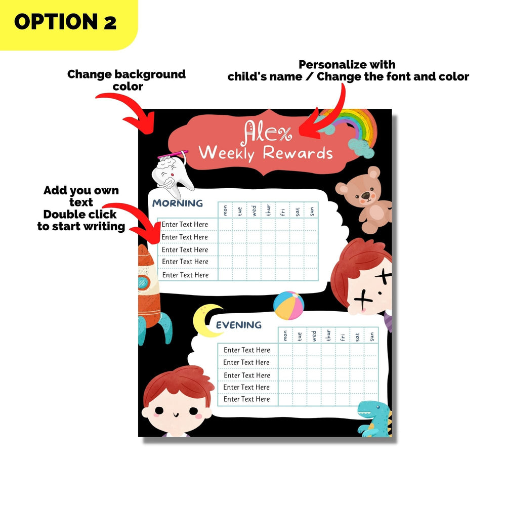 Printable Personalize Reward chart - KY designX