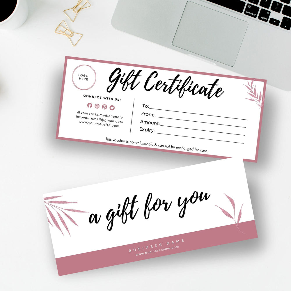 Rose Gold Editable Gift Certificate - KY designX