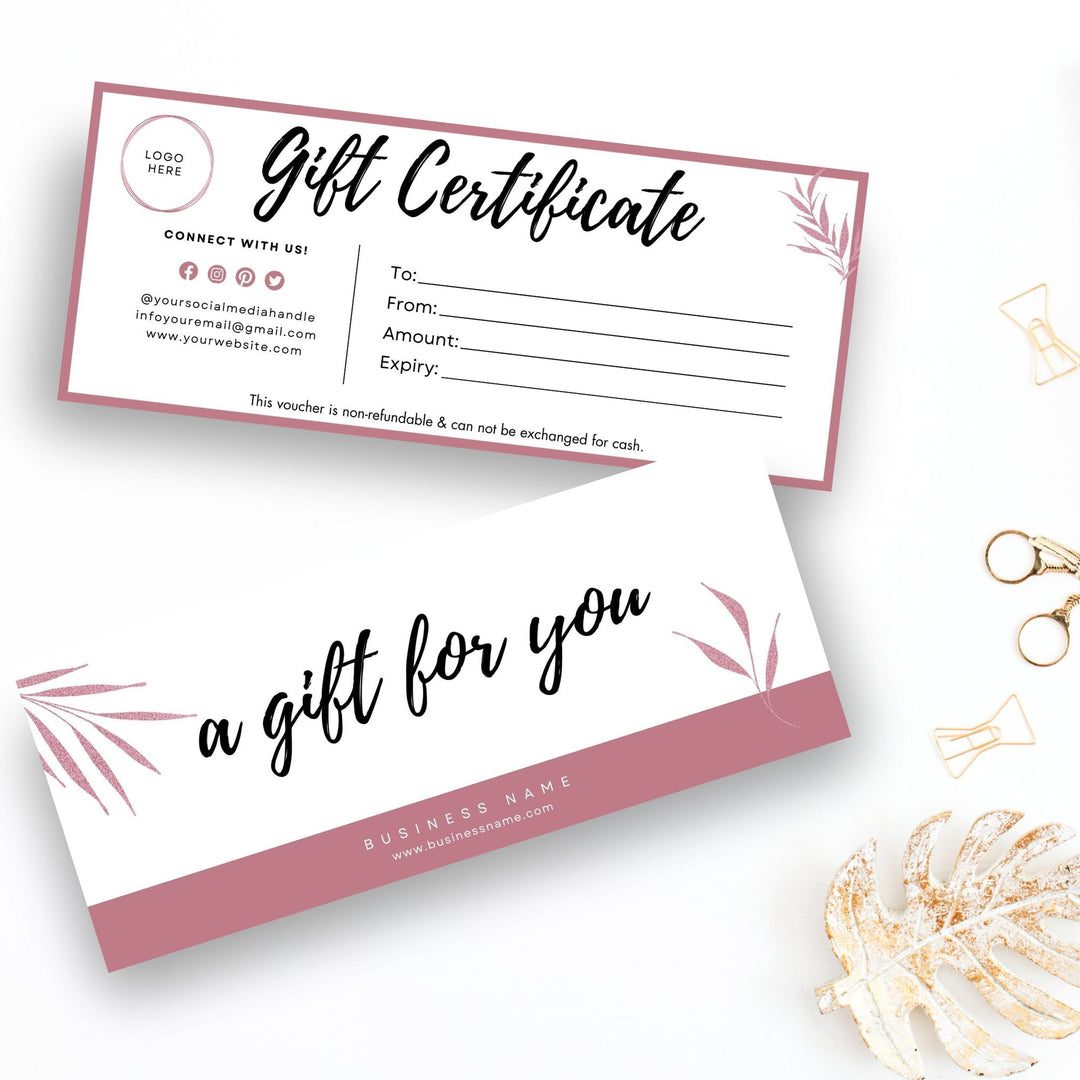 Rose Gold Editable Gift Certificate - KY designX