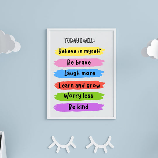 Today I Will Affirmations Printable Wall Art - KY designX