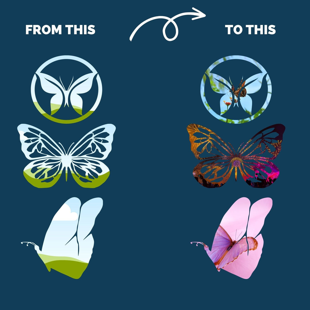 25 Custom - Made butterflies Canva Frames - KY designX