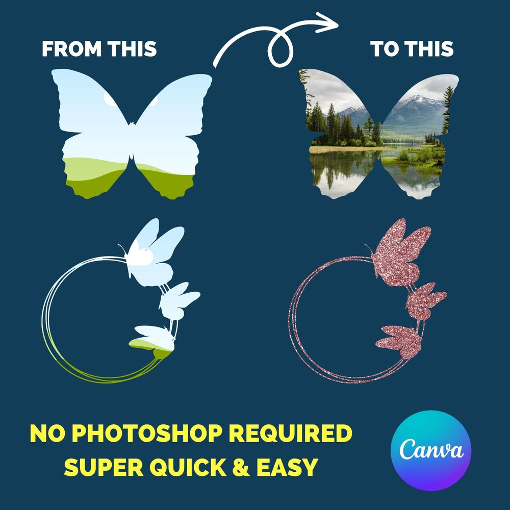 25 Custom - Made butterflies Canva Frames - KY designX