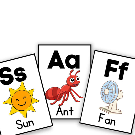 three Phonics Alphabet flashcards