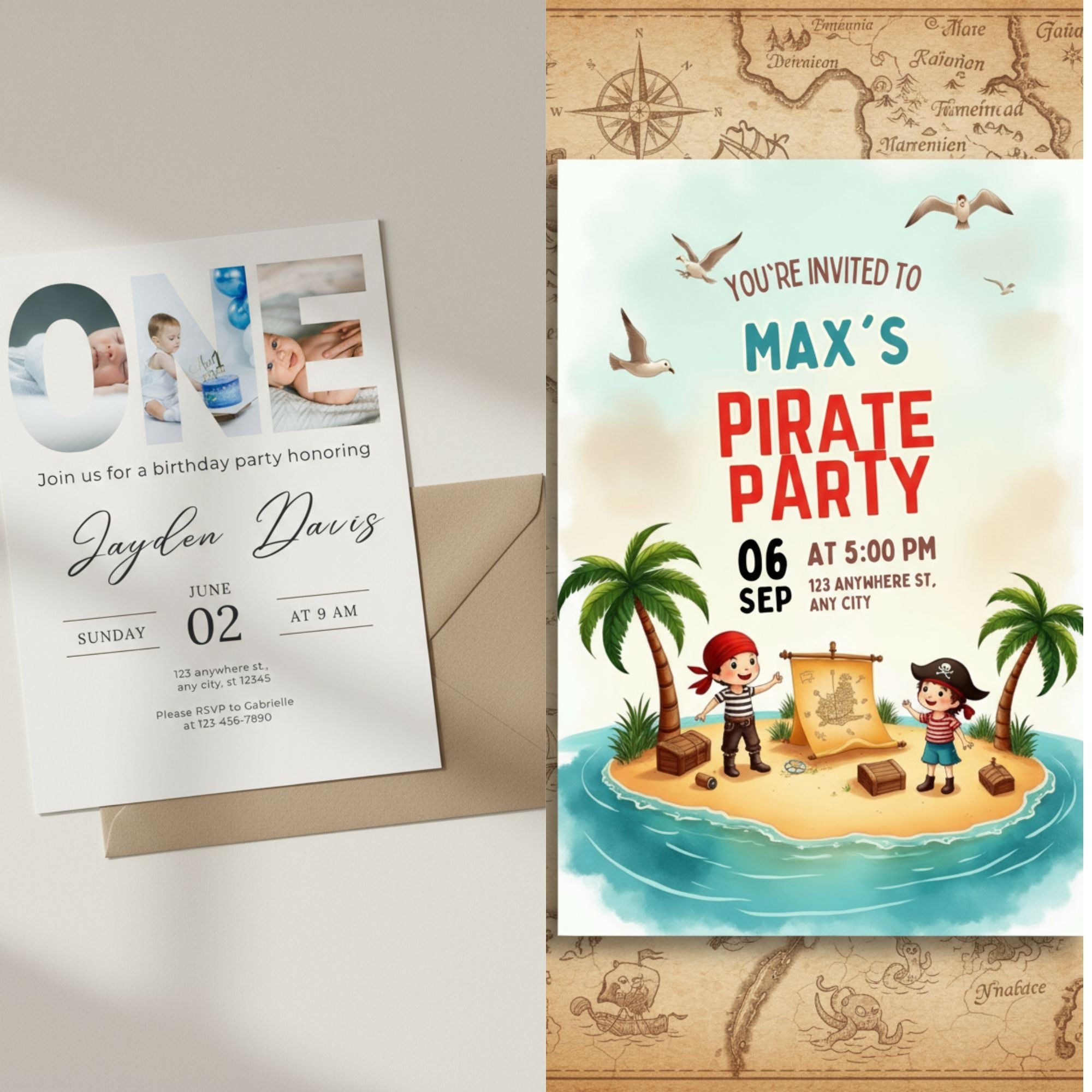 50 Editable Party Invites for Kids & Teens – PLR + Master Resell Rights - KY designX