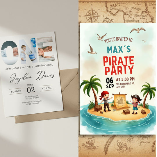 50 Editable Party Invites for Kids & Teens – PLR + Master Resell Rights - KY designX