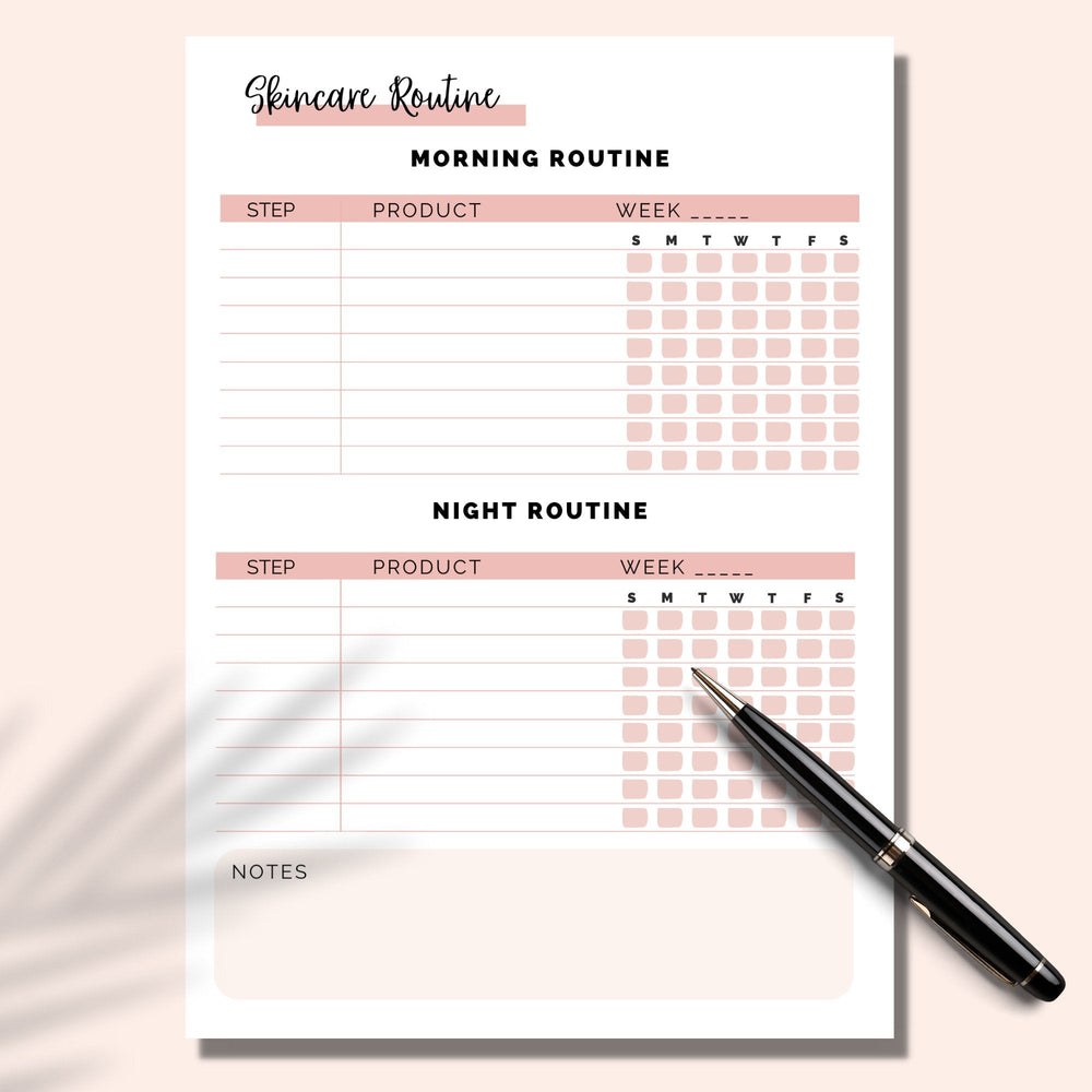 7 Day Skincare Routine printable Planner - KY designX