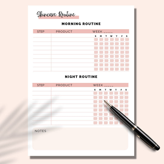7 Day Skincare Routine printable Planner - KY designX