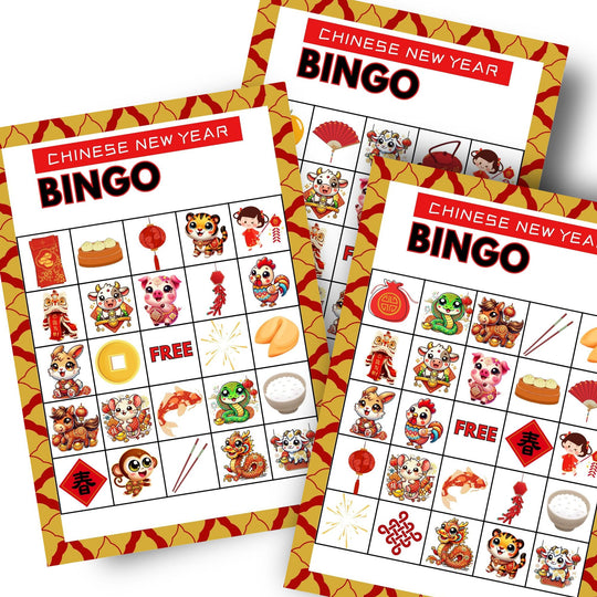 CNY printable bingo games on a white backround