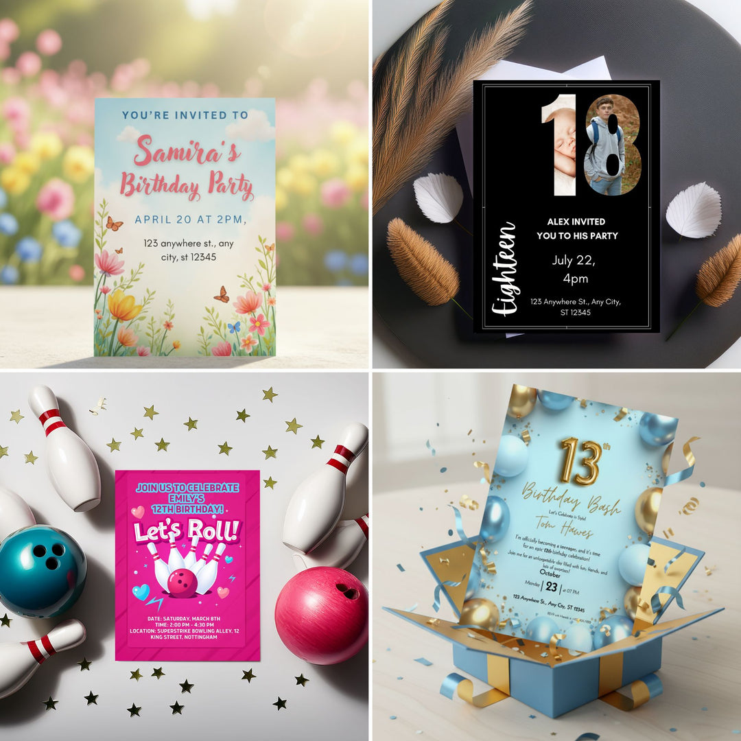 4 invites for kids and teens