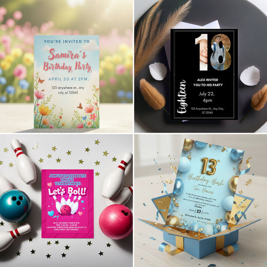 4 invites for kids and teens