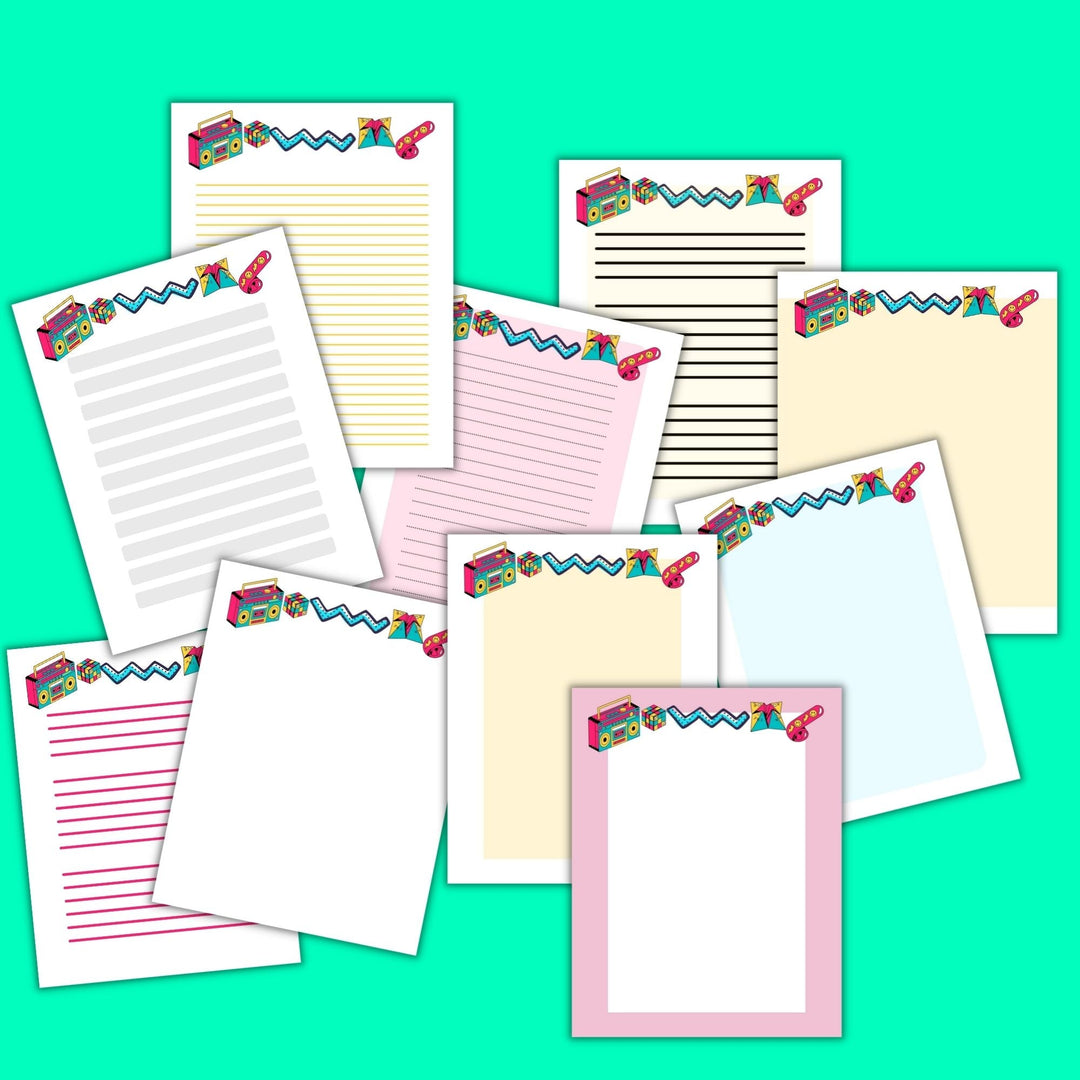 90s nostalgia printable writing paper stationery - KY designX