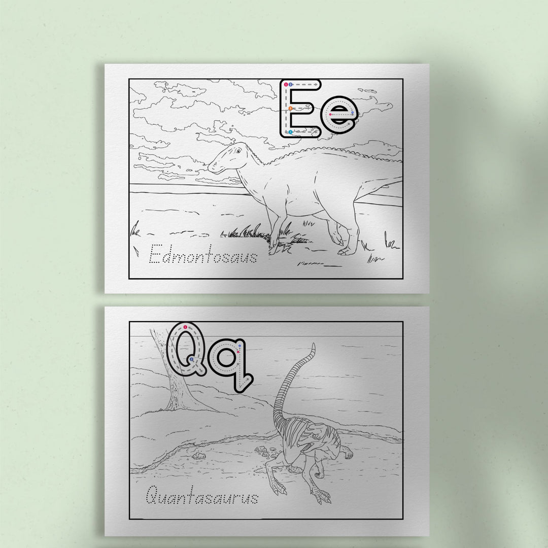 2 coloring pages on a green background