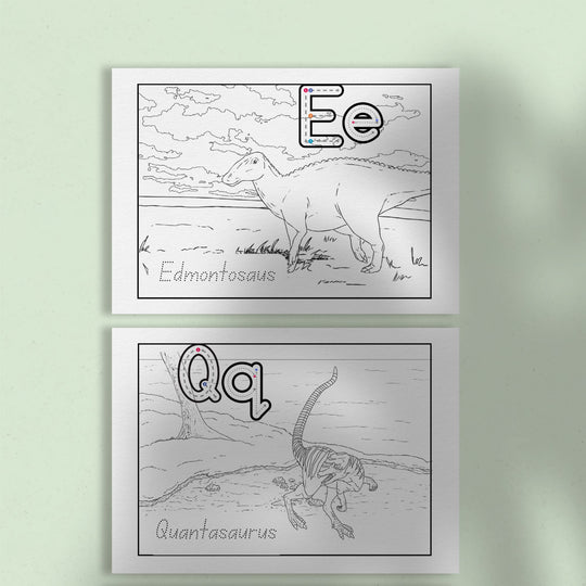 2 coloring pages on a green background