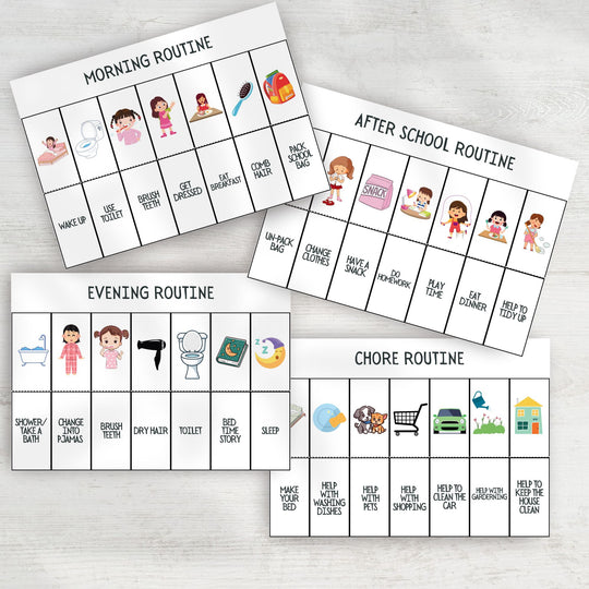 Autism-friendly printable  visual routine cards