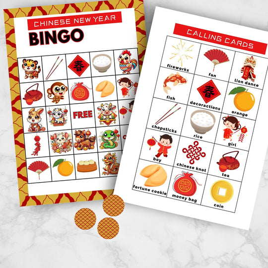 Chinese New Year Bingo Game with three tokens