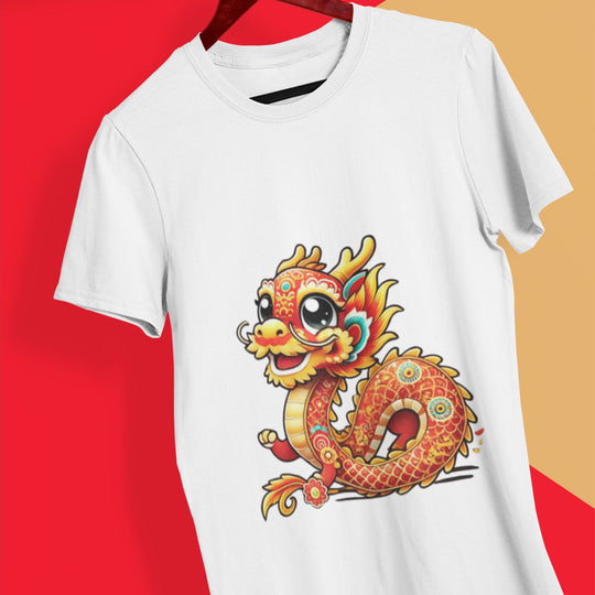 A chinese dragon on a white tshirt