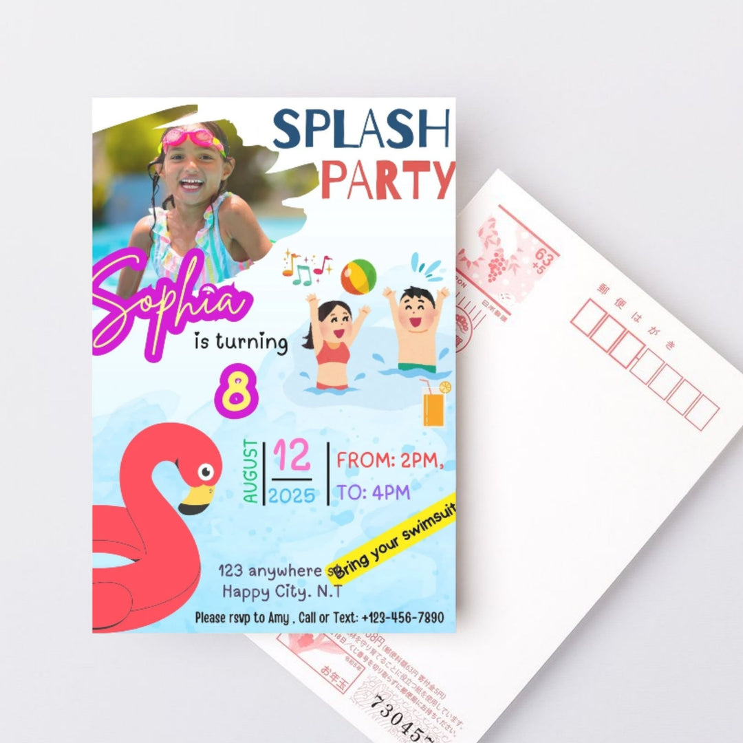 a party invite on a white background