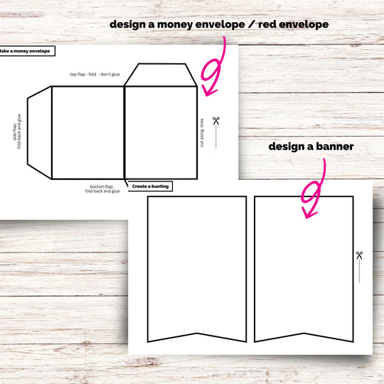 two blank templates - a printable money envelop /red envelope and a banner blank template