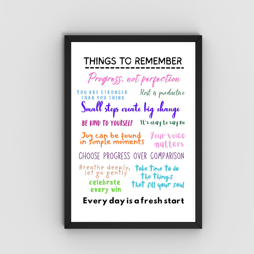 Printable Motivational Quotes Poster  with colorful text on a white background