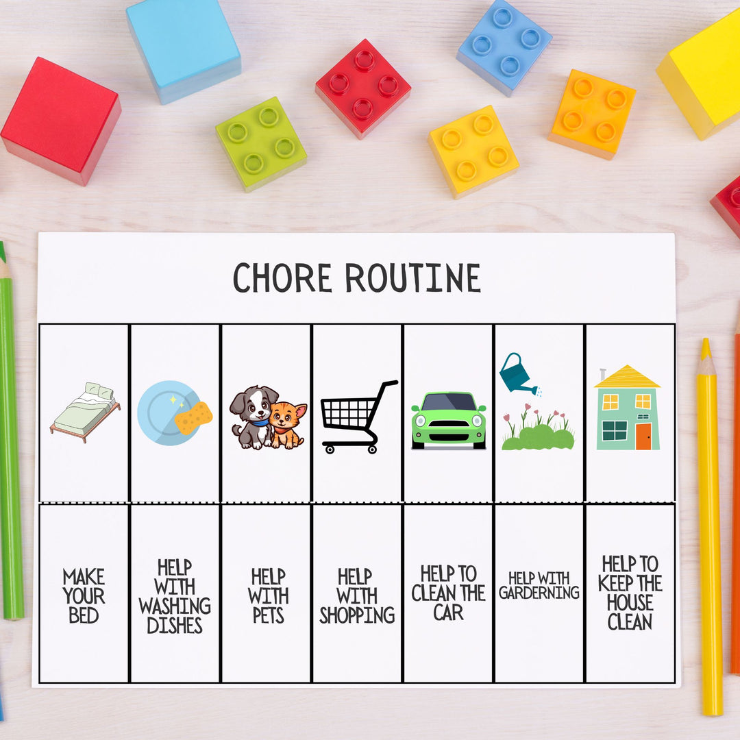 Visual Schedule for girls with Autism & Support Needs with sone building blocks