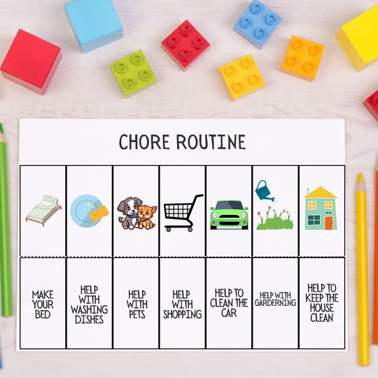 Visual Schedule for girls with Autism & Support Needs with sone building blocks