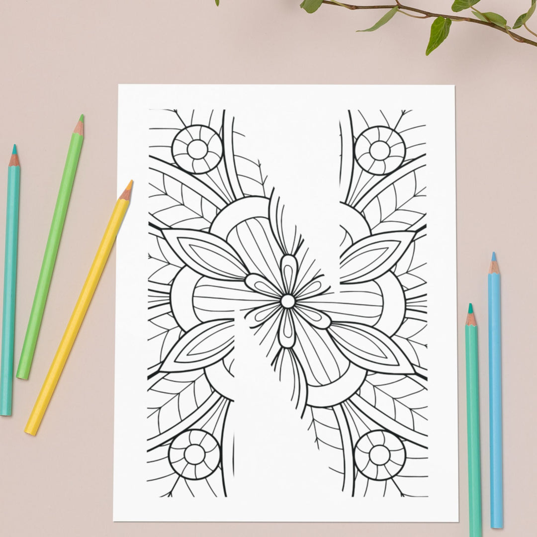 Alphabet Mandala printable coloring - KY designX