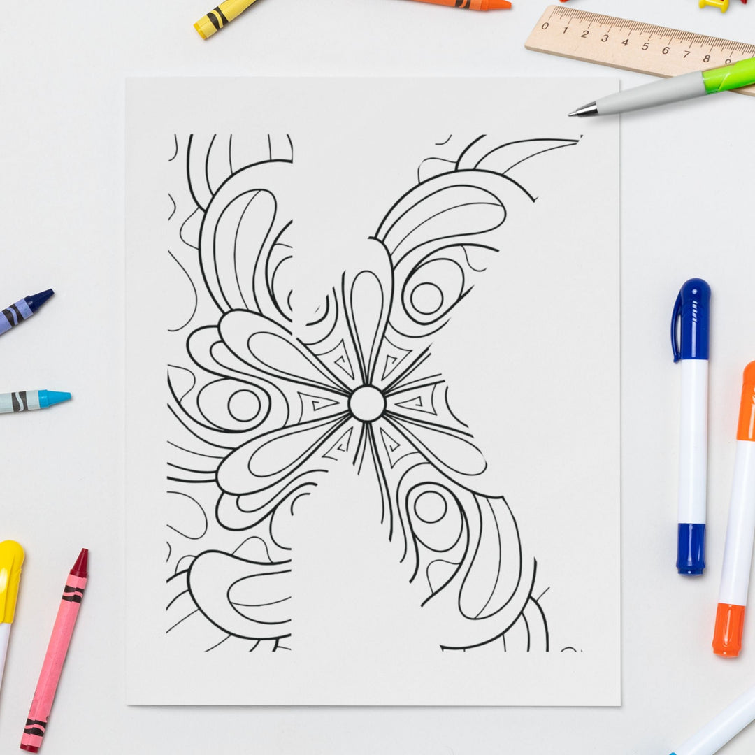 Alphabet Mandala printable coloring - KY designX