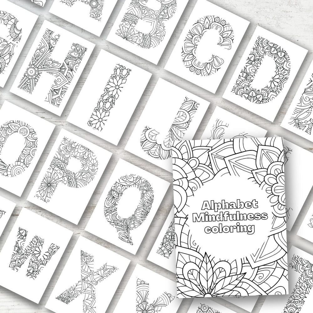 Alphabet Mandala printable coloring - KY designX