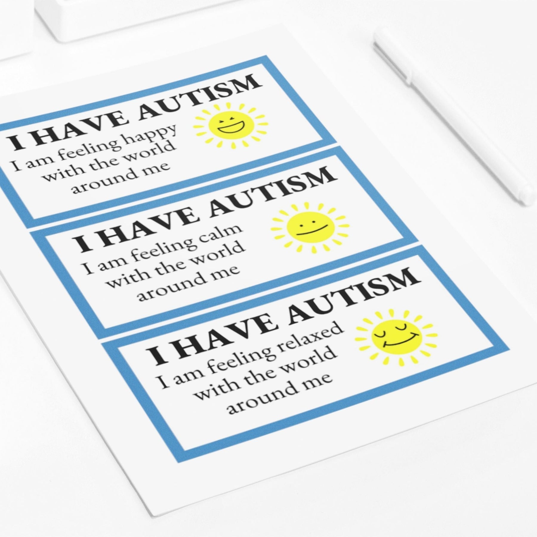 Autism Printable Medical ID and feelins Card KY designX
