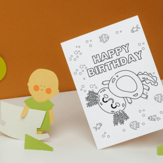 Axolotl Color in Birthday Card - KY designX