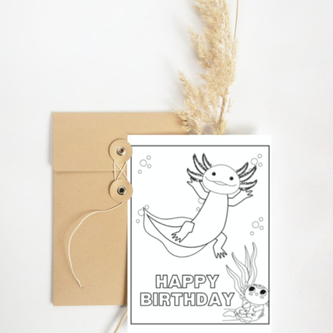 Axolotl Fans Coloring birthday card - KY designX