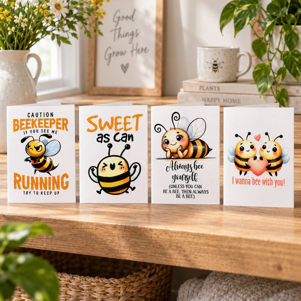 Caution Beekeeper printable greeting card with funny bee quote