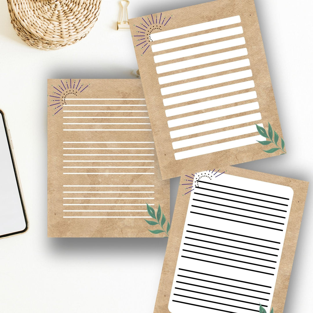 Boho Printable writing paper stationery - KY designX