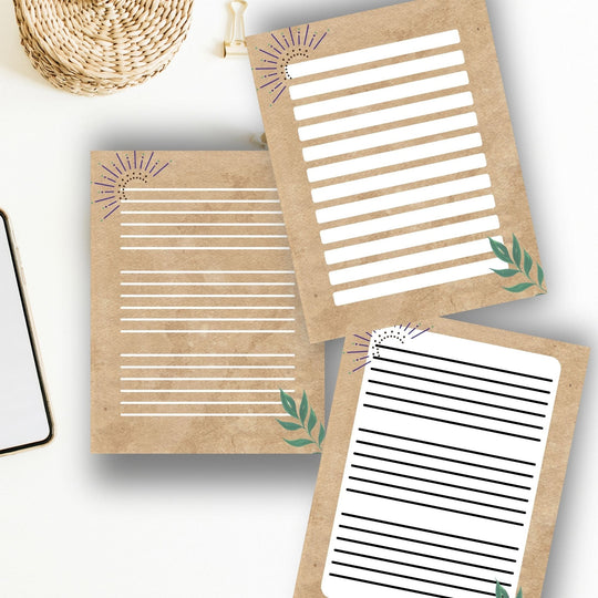 Boho Printable writing paper stationery - KY designX