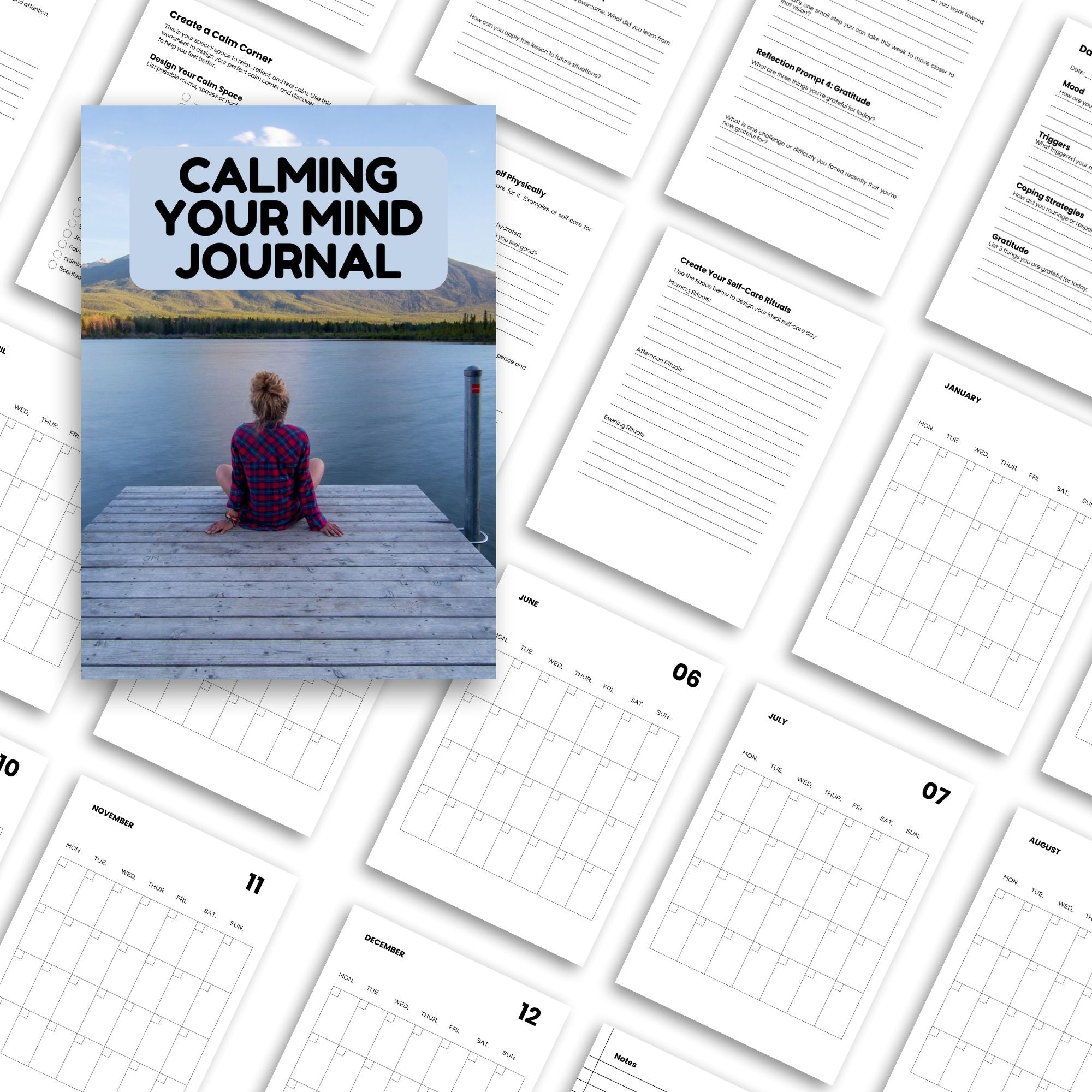 Free Calming Your Mind Journal for teens and adults on a white background - KY designX