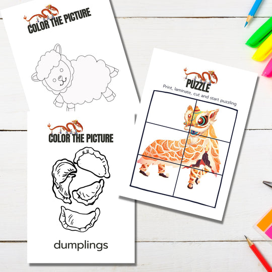 Chinese New Year coloring and activity book - Free - KY designX