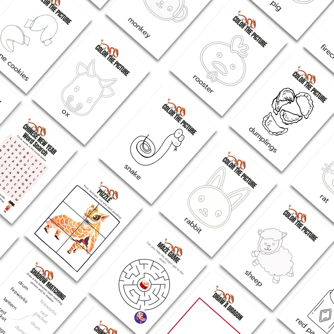 Chinese New Year coloring and activity book - Free - KY designX