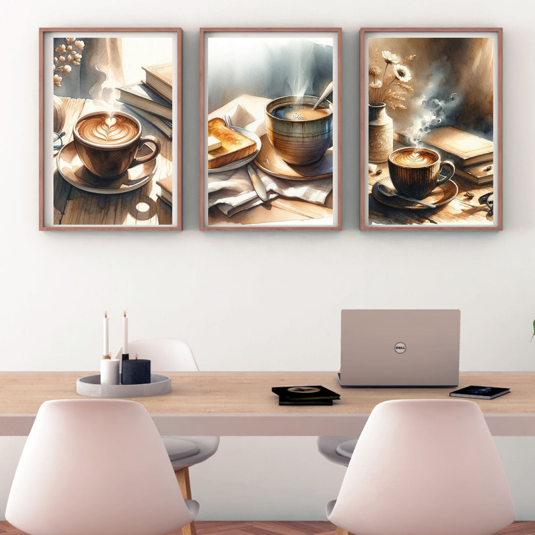 Coffee Trio Wall Art Set - Printable Decor for Coffee Lovers - KY designX
